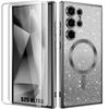 Case and Tempered Glass - Samsung - Galaxy S25 Ultra - Camera Protection - Wireless Charger - Black