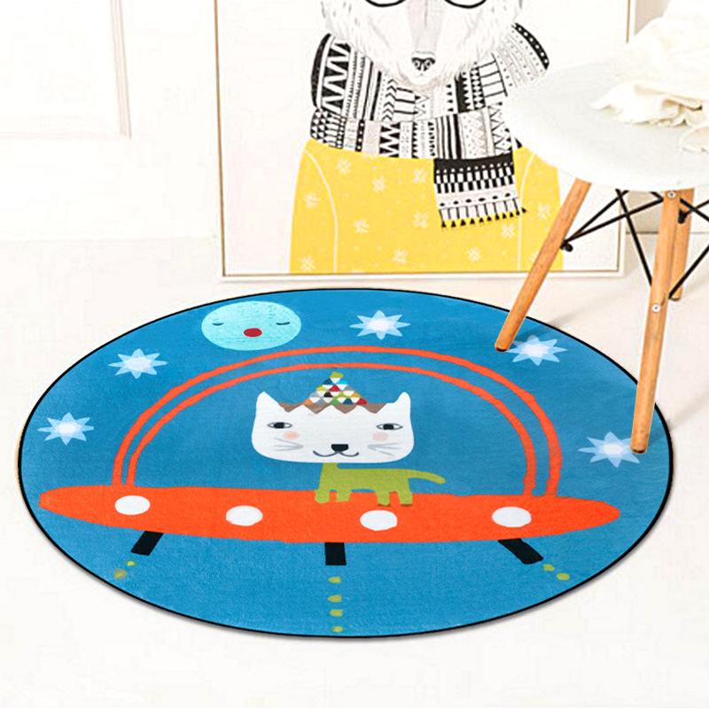 Children's Cartoon Printed Round Rug Yoga Floor Mat Home Rug Game Large Area Multi-size Rug