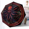 1 Stück Cthulhu Mandala Automatischer Faltregenschirm Tragbarer Klappschirm für Alle Jahreszeiten, 8-Rippen Langlebige Konstruktion, Perfektes Geschenk