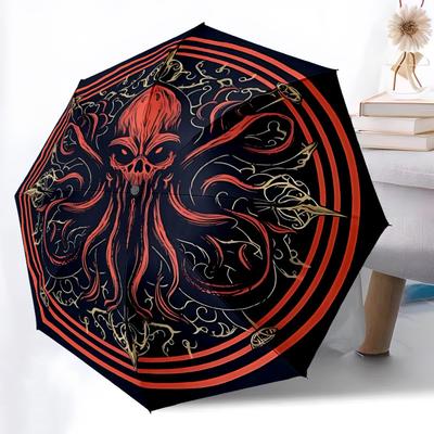 1pc Cthulhu Mandala Automatic Folding Umbrella Portable Collapsible Umbrella for All Seasons, 8-Rib Durable Construction, Perfect Gift