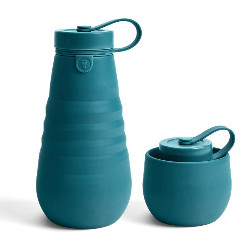 Botella de agua plegable de silicona, botella de agua comprimida, taza ajustable, para deportes, viajes, portátil, de gran tamaño, botella de agua para exteriores
