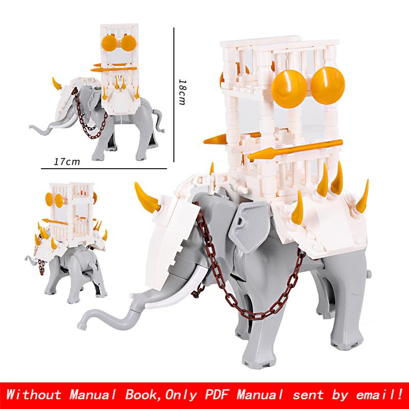 Creative Medieval Lotr Castle Knight Rome Spartacus Orc Elephant Chariot Siege Engine Model Building Blocks Bricks Toys Gift
