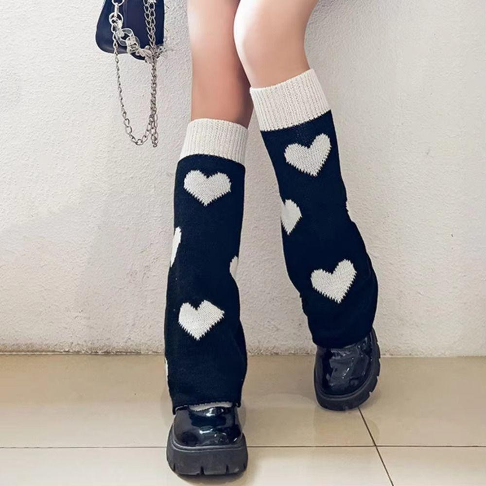 Gothic Cross Knitted Socks Star Pattern Leg Cover Socks Long Socks Boot Cuffs Kawaii Style