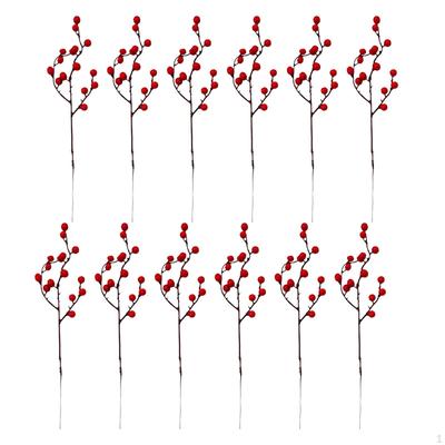 12Pcs Christmas Artificial Flower Berries Branches Fruits Supplies for Winter Holiday Party Wrapping