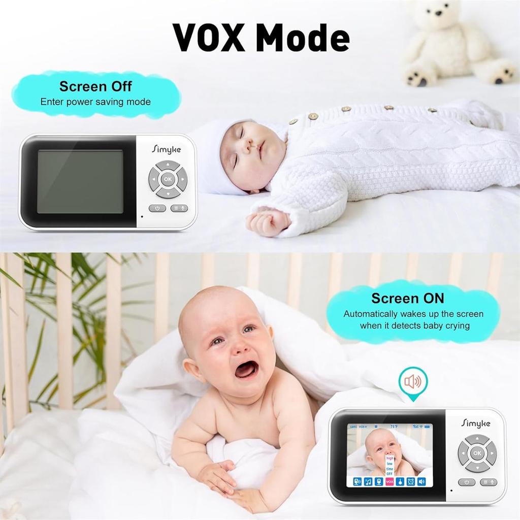 Video Baby Monitor,WiFi Baby Camera,2.8" Display and App Control,2 Way Talk,Auto Night Vision,Feeding Remind,Home Use
