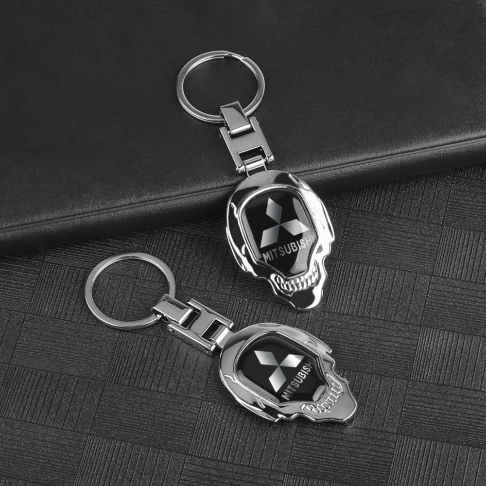 3D Metal Car Emblem Keychain Key Ring Tag Holder Accessories For Mitsubishi Lancer Asx Outlander Pajero L200 Galant