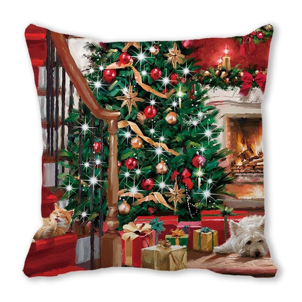 Fashion Peach skin velvet Christmas PillowCase Square Navidad Xmas Cushion Cover Santa Claus Sofa Pillow Cover Christmas