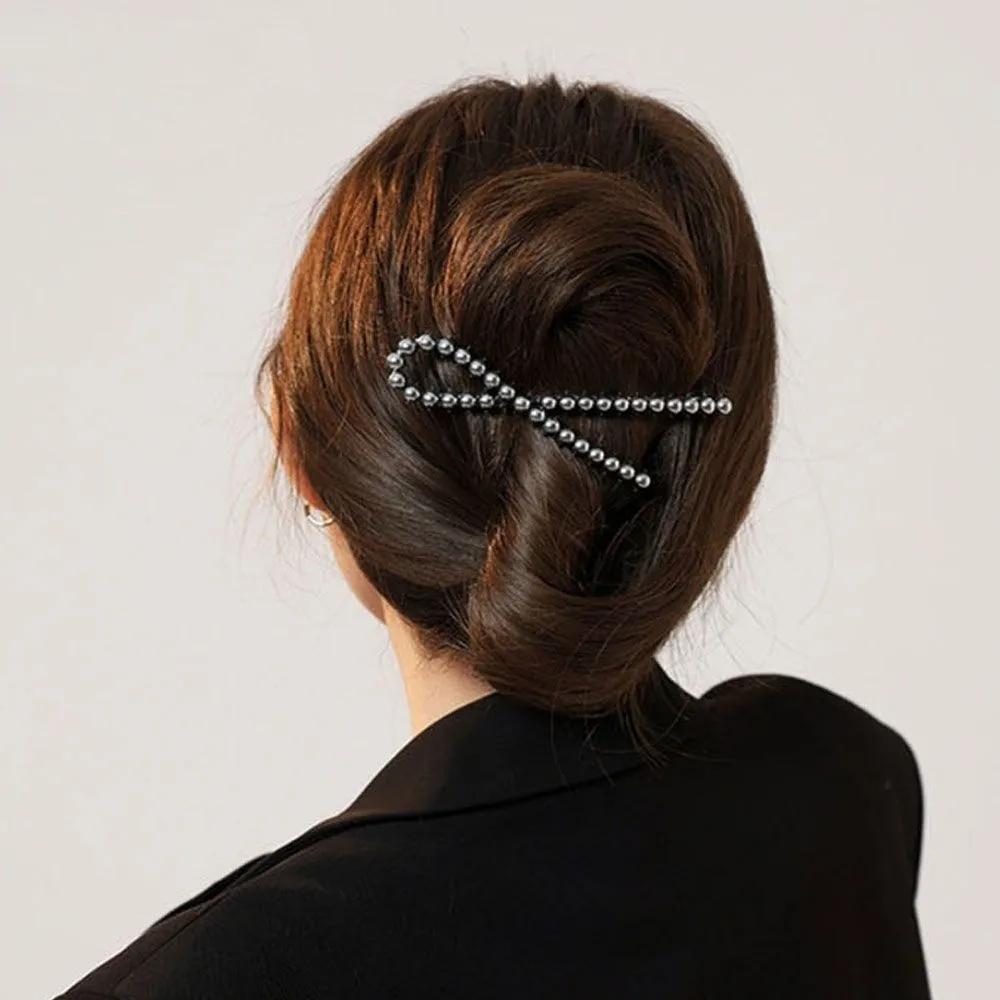 Black crystal hair clip updo half-up hairstyle hair pin automatic hair clip hair pin automatic hair pin black