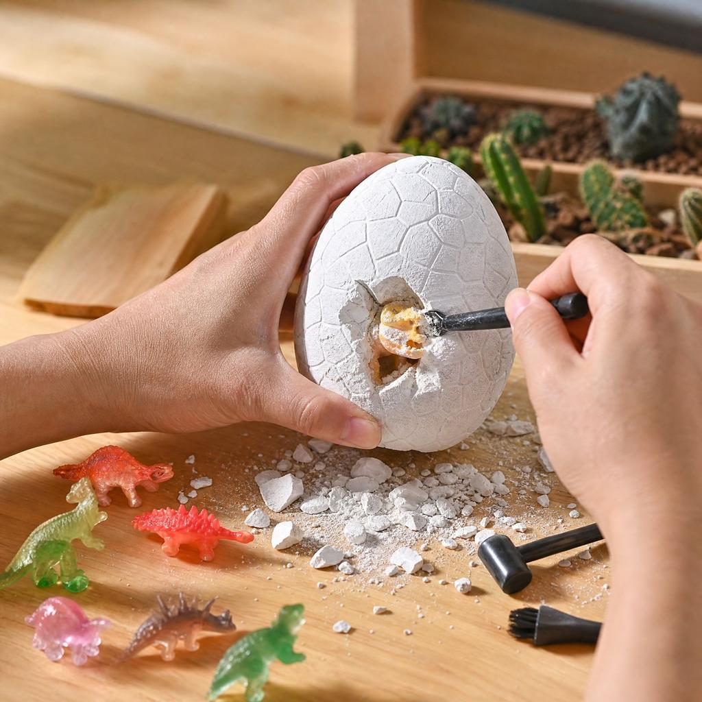 12 Pack Dinosaur Egg Kit with Surprise Skeleton Figures, Archaeology Excavation Toy for Kids, Random Styles