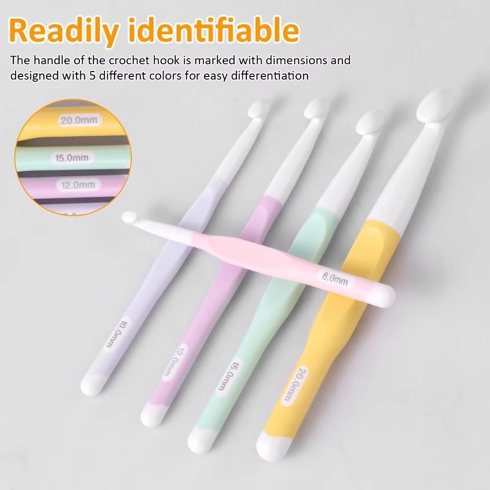 4/5PCS Floral Resin Grips Crochet Hook Non-Slip Knitting Tools Weave Needle Yarn Knitting 2.0-6.0mm DIY Weaving Tools Home Use