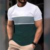 Casual Striped T Shirt For Mens Short Sleeve Tops Oversized O-Neck Pullover Street Men's Tee Summer Apparel