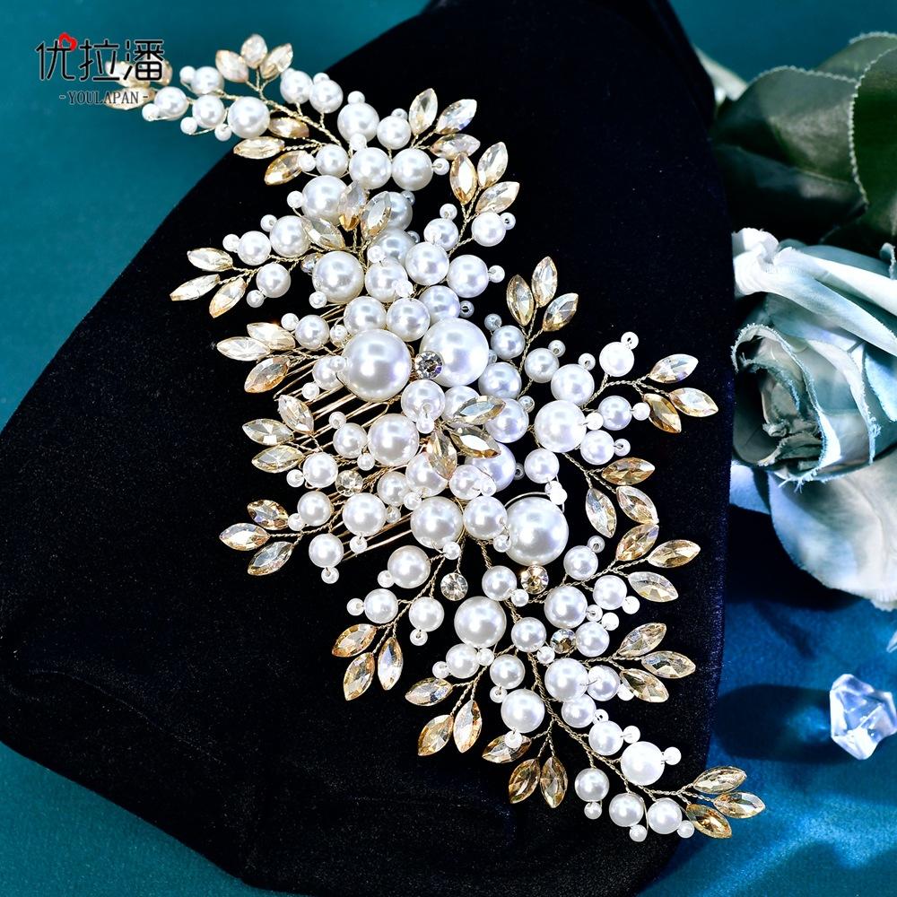 LY-HP0055 Wedding Accessories  Bridal Jewelry Shiny Luxury Handmade Pearls Rhinestone Bridal Headwear Wedding Alloy Headband