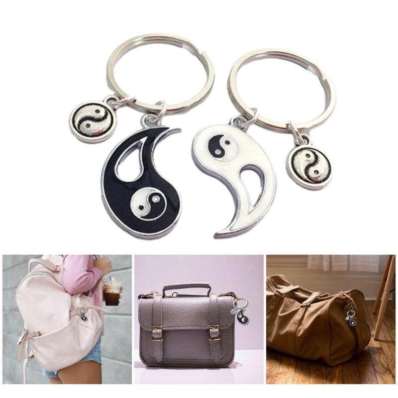 Versatile Yin Yang Keychain Puzzle Set Stylish Yin Yang Keychain Charm Couples' Eye Catching Keyrings Jewelry Accessory