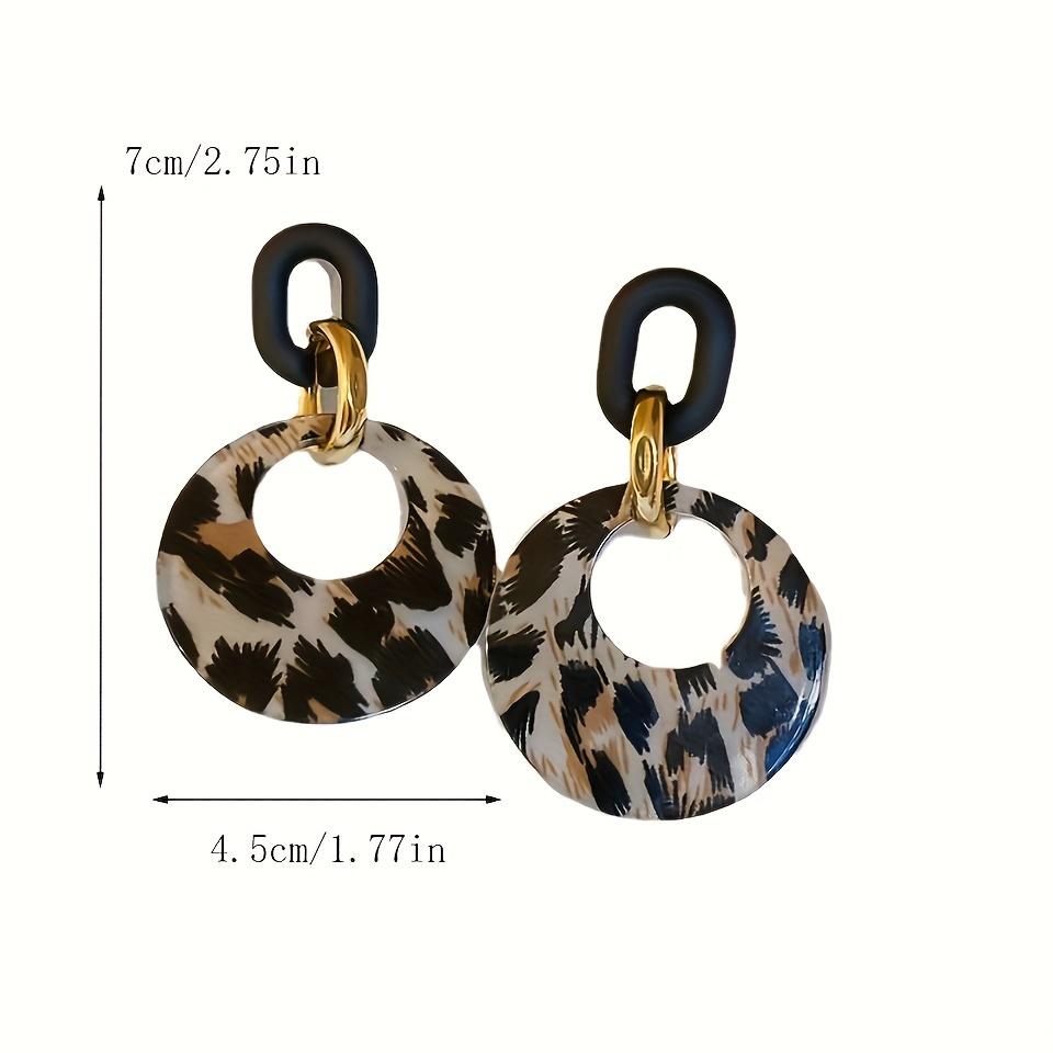 Sexy & Wild Leopard Print Hollow Circle Dangle Earrings - Lightweight Acrylic Fashion Jewelry, Quirky Statement Hoops for Casual Daily Style