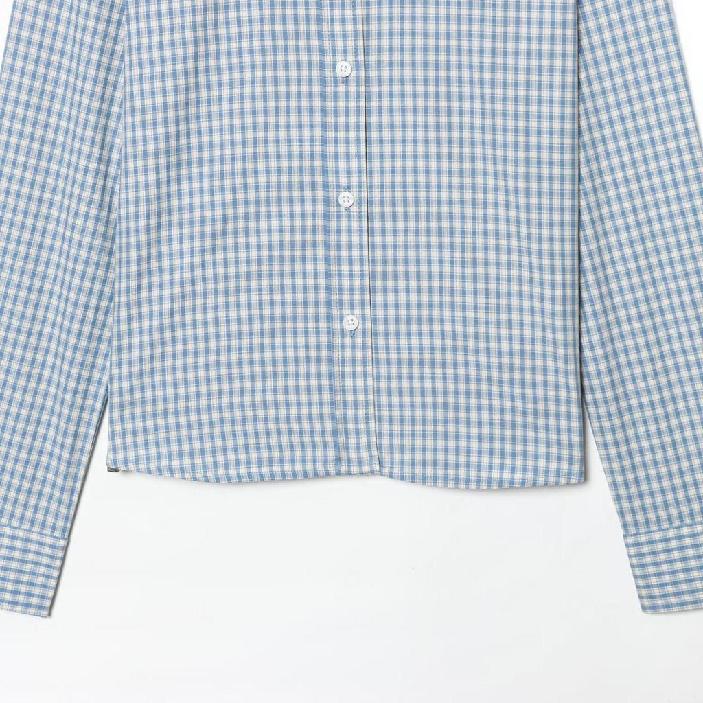 TAOP&ZA Women's Korean Style Slim Fit Plaid Long Sleeve Shirt - Spring 2026 New Arrival