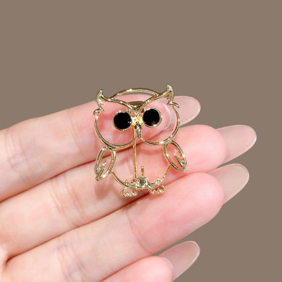 Owl Brooch Strong Pin Safe Anti-Lost High-Quality Alloy Durable Anti-Oxidation Hollow Cute Design Gold Silver Multifunctional Jewelry Accessories