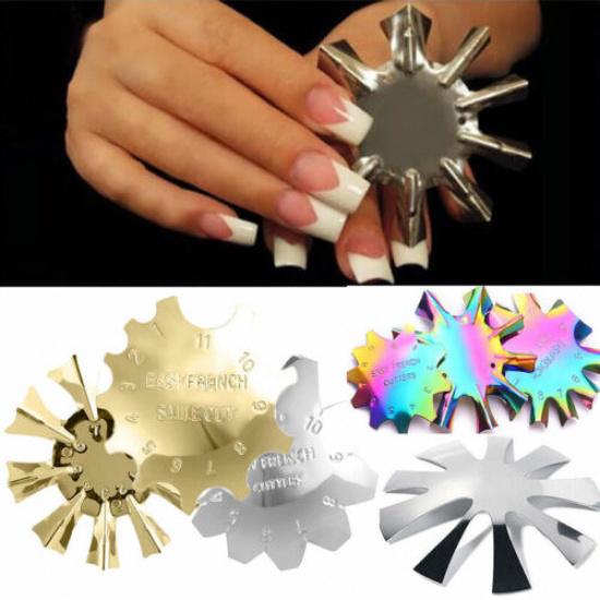 Nail Art Tool Stencil French Tip Smile Line Multi-Sizes Easy Edge Cutter Trimme^