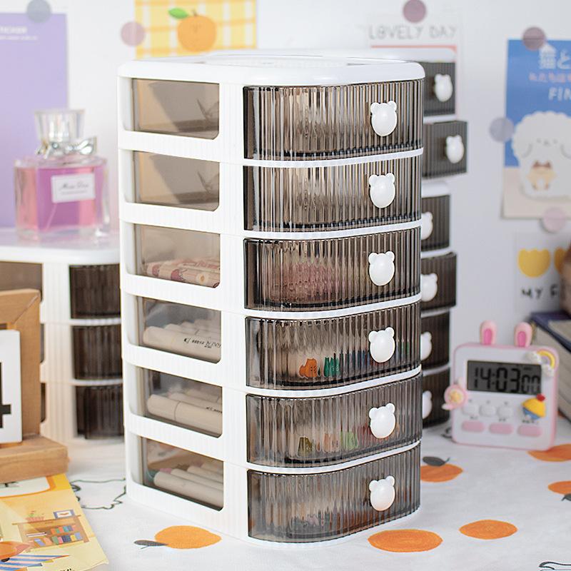 Desktop Multi-layer Drawer Storage Box Organizer Desktop Stationery Box Pen Holder Cute Children's Hair Accessories Storage Rack
