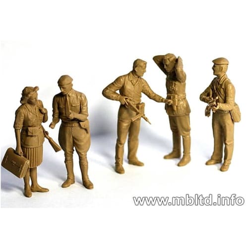 Master Box 1/35 Scale Plastic Model Kit: French Resistance and German Officer Prisoners of War, 1944, Set of 5 (MB35051)