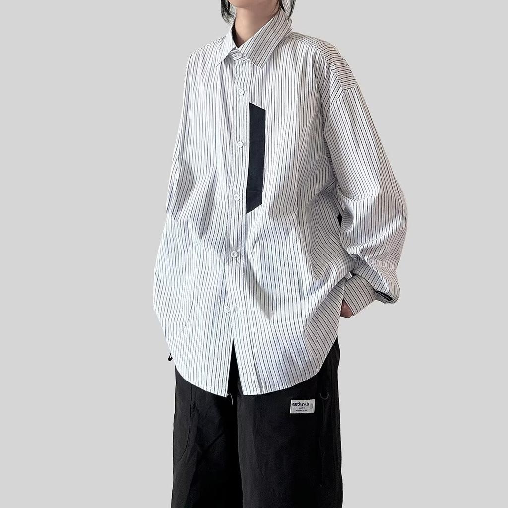 2024 Letter Long Sleeve Shirt Japanese Hong Kong Style Ins Loose Shirt Boys Summer Trendy Versatile Casual Coat