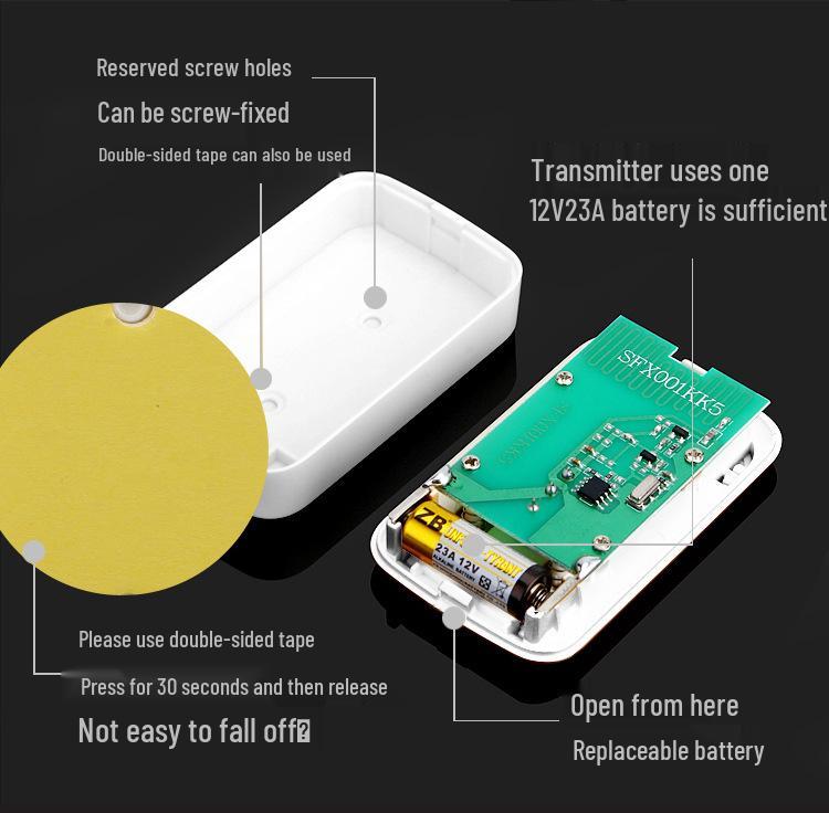 Wireless Waterproof Doorbell with Flash Alert & Elderly Pager - Battery Operated, No Plug Needed