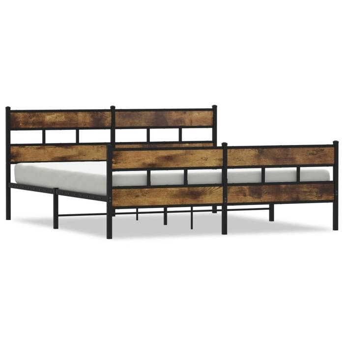 VidaXL Metal Bed Frames Without Mattress Smoked Oak 180x200 Cm 3308466