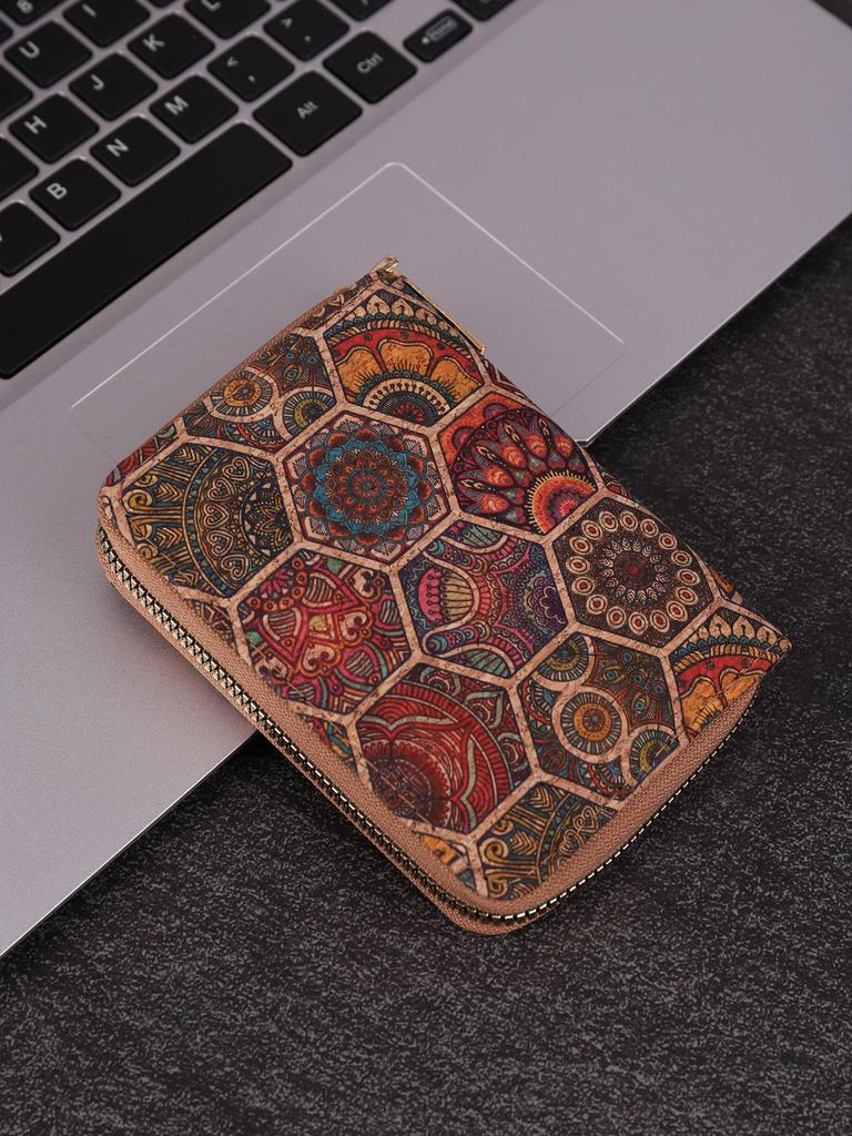 Bohemian Wood Grain Multifunctional Clutch with Multi-Card Slots - Artistic Ladies' PU Wallet and Small Bag