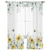 Pastoral Eucalyptus Persimmon Bedroom Transparent Sheer Curtains Holiday Decoration Window Voile Tulle Curtain