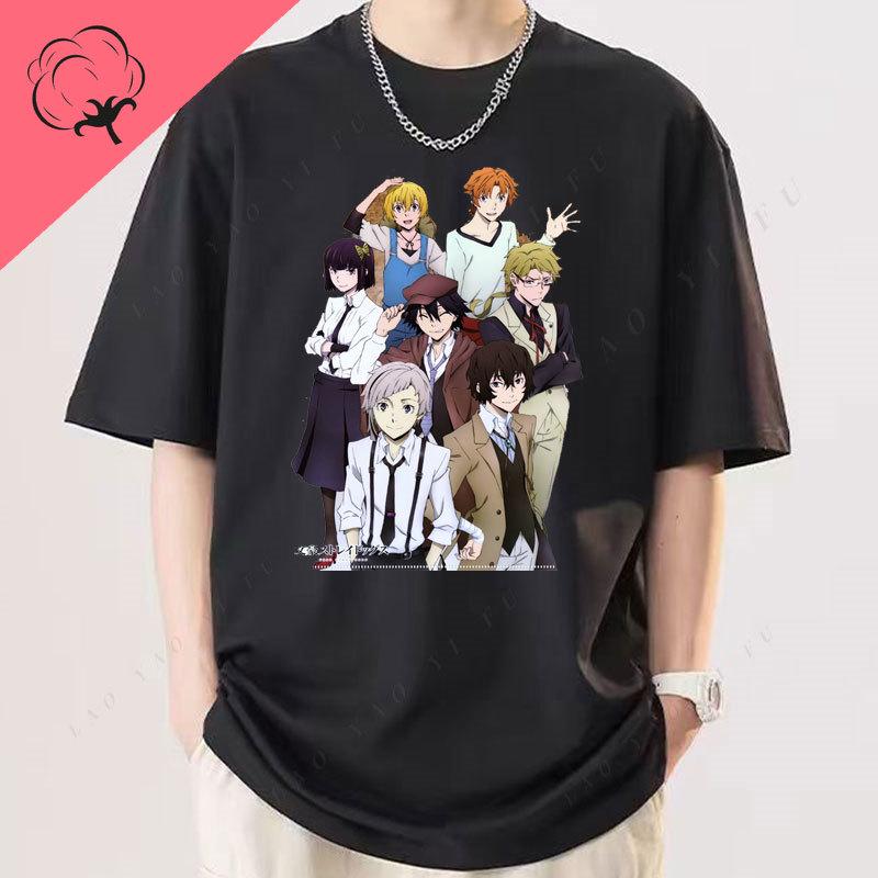 Japanese Anime Shirt Dead Apple Bungou Stray Dogs Chuuya Nakahara T Shirt Print Dazai Osamu Cotton Short Sleeve Graphic TShirts