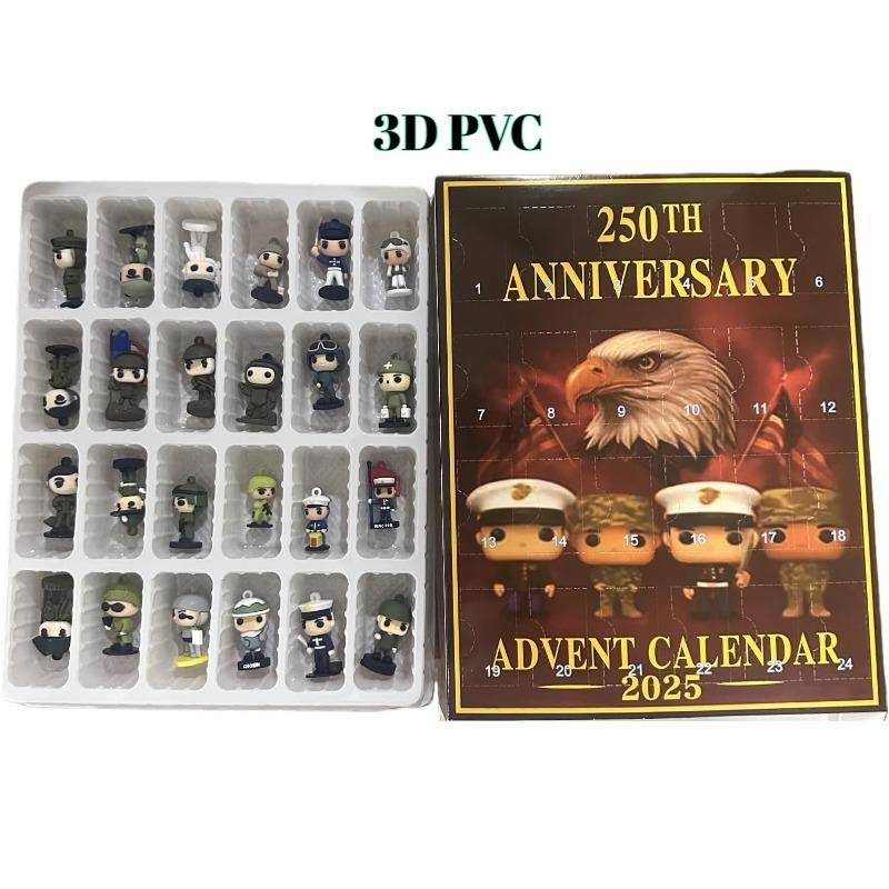 

3D 250th Anniversary Advent Calendar,24 Day Countdown and Iconic Character Collectibles, Gifts for Military Fans and VeteransLovers коричневий