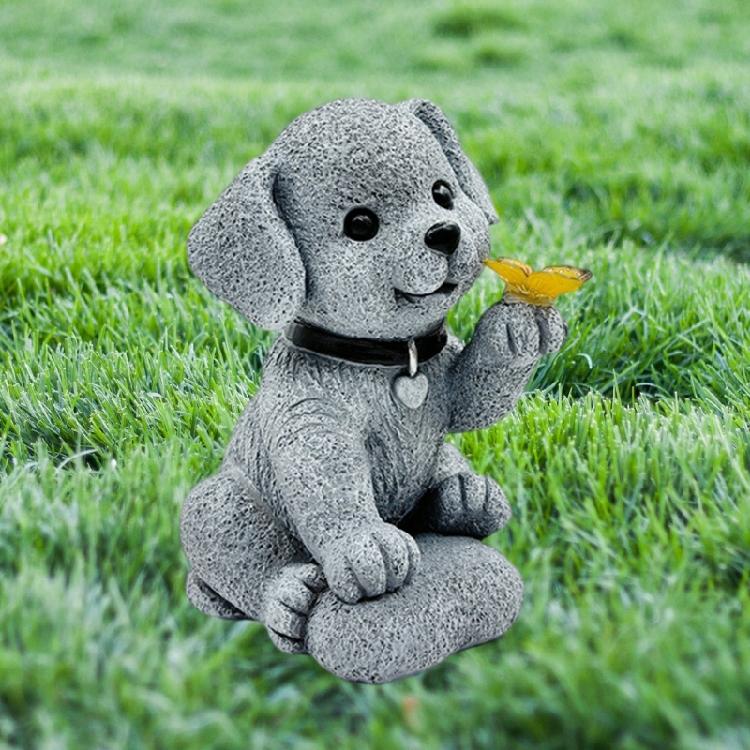 Dog Figurine Butterfly Dog Solar Garden Statue for Patio Balcony Yard Lawn Garden Light Housewarming Gift for Garden