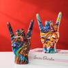 Graffiti Rock On Hand Statue Model Gesture Figurines 20cm Music Band Room Bookshelves Desktop Living Room Decor Modern Art Pop