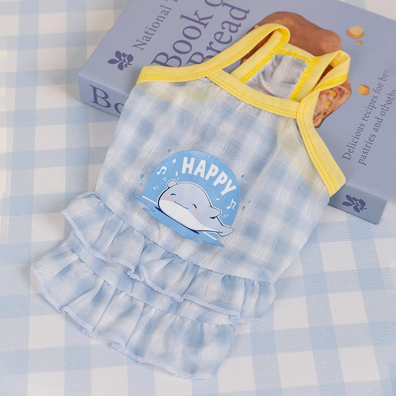 Vestido Vaquero Primavera-Verano: Falda de tirantes estilo Hong Kong para perros y gatos