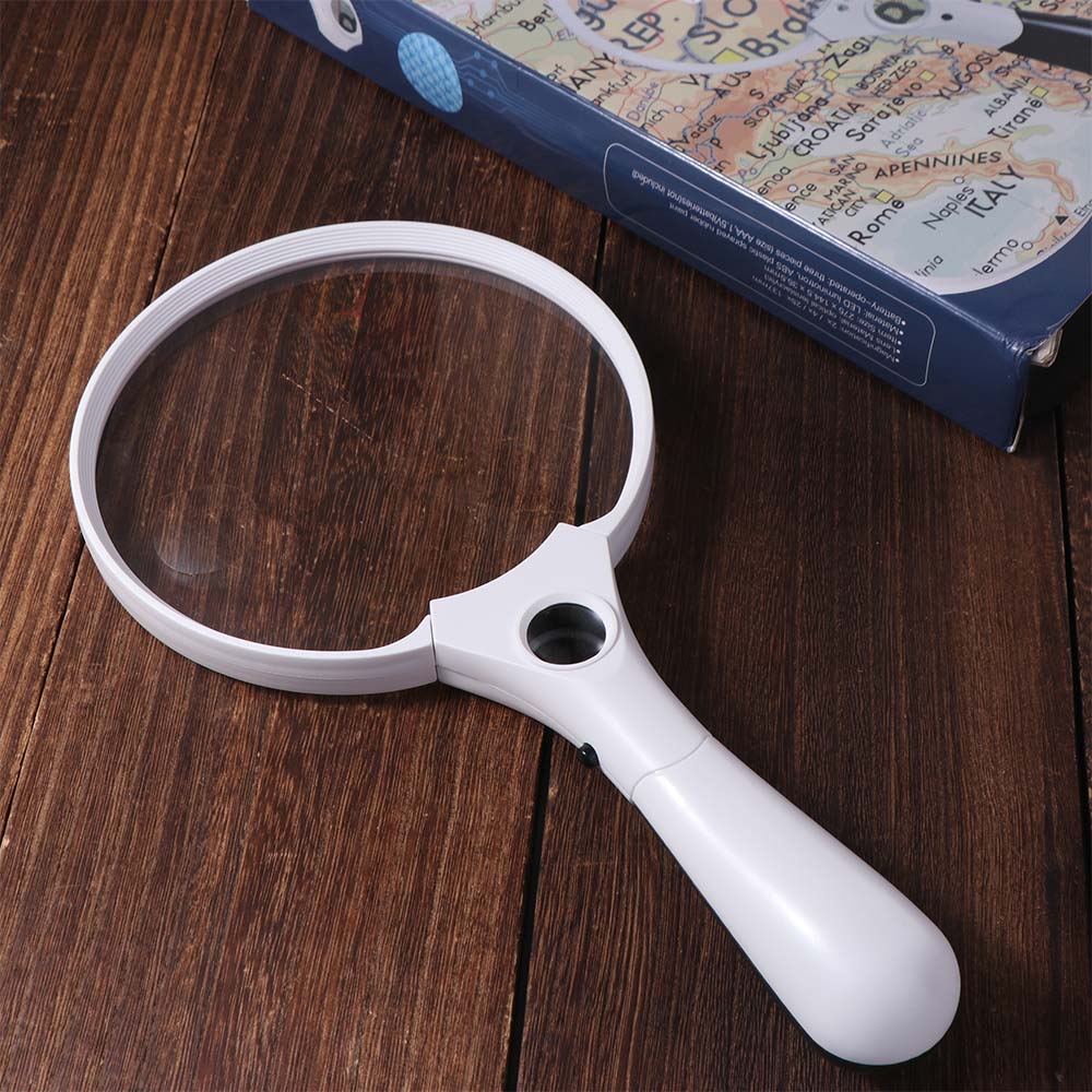 Extra Large 25x Magnifying Glass with 3LED Lights 2X 4X 25X Handheld Magnifying Glass 137mm Loupe Lens Illuminated