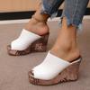 Fashion Women Sandals Fashion Round Head Open Toe Thick Sole Shoes Anti-slip Wear-resistant Slippers Wedge Fish Mouth High Heels Sandals