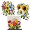 3pcs Beautiful Sunflower Tulips Wooden Tissue Holder Flower Shaped Tissue Paper Dispenser Creative Napkin Holder Decoration
