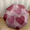 Pink Heart Pattern Compact Travel Automatic Umbrella with 8-Rib Lightweight Durable Everyday Carry Umbrella Compact Folding Umbrella
