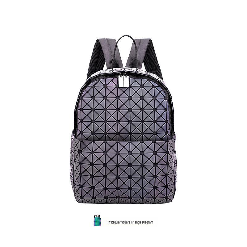 Trendy Japanese Geometric Night Glow Backpack - Large Capacity Commuter & School Bag for Men and Women
