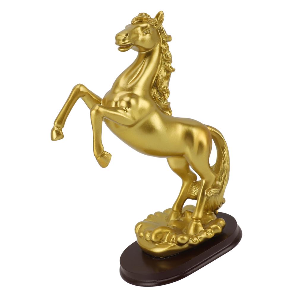 Pferdestatue Gold Synthetisches Harz Einzigartige Pferdekunstfigur für Weinschrank Büro Springendes Pferd