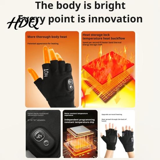 Winter-Heizhandschuhe 1 Paar Verschluss Verstellbarer Handgelenkwärmer Temperatureinstellungen Handschuhe mit Klebeband-Design Wiederaufladbar Fingerlos