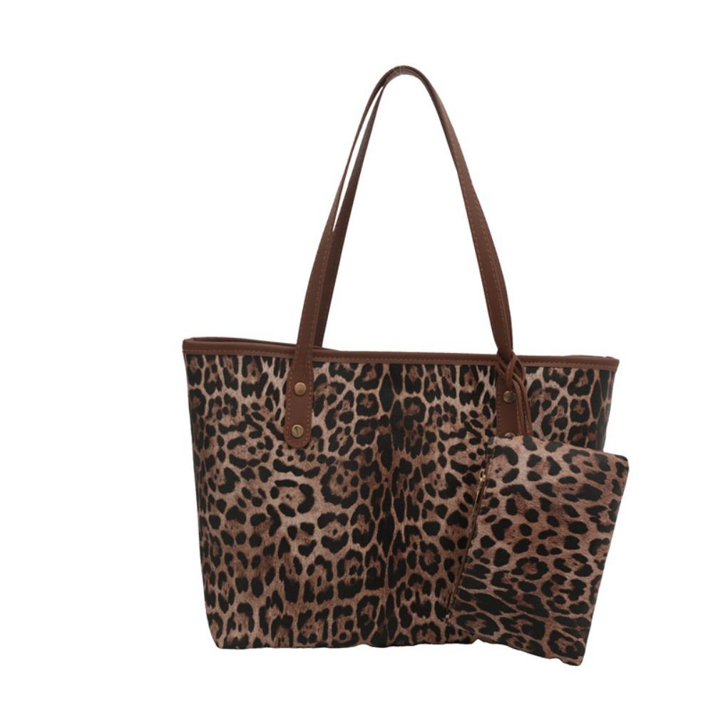 

Fashion Large Capacity Shopping Tote Bag Handbag with Purse Casual Style Shoulder Bag Leopard Print Underarm Bag Daily Use хаки