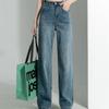 2025 Women's High-Waisted Wide-Leg Retro Jeans - Loose, Slimming, and Floor-Length