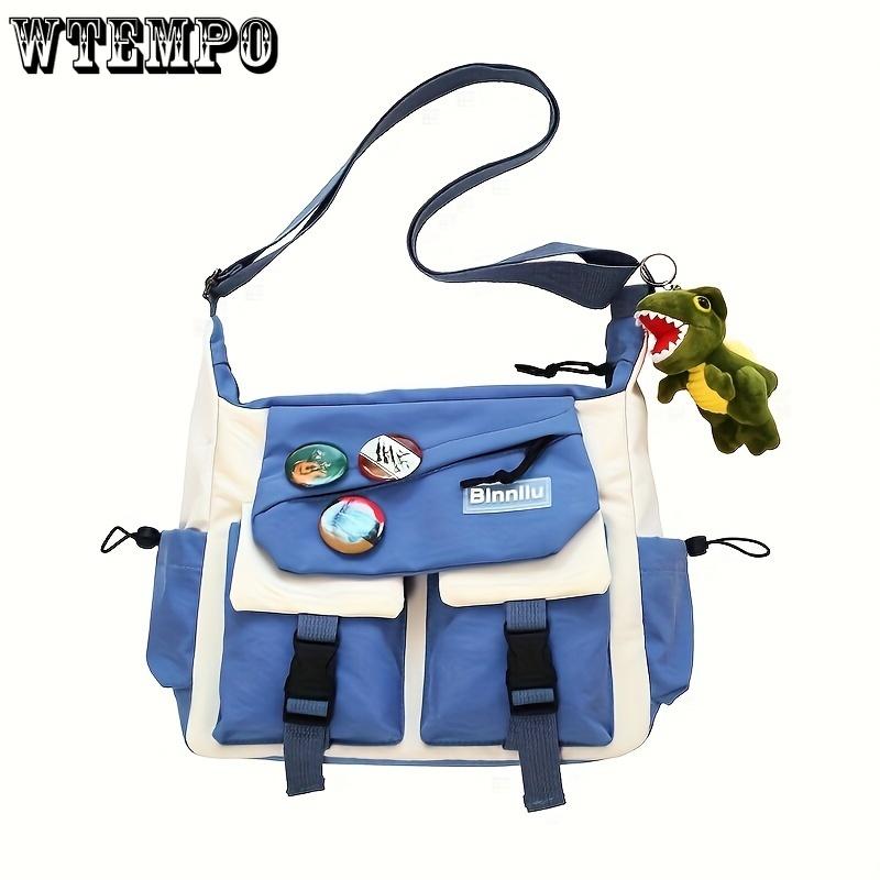 Casual Crossbody Bag, Large Capacity Nylon Shoulder Bag With Adjustable Strap For Outdoor, Trendy Streetwear Style Messenger Bag