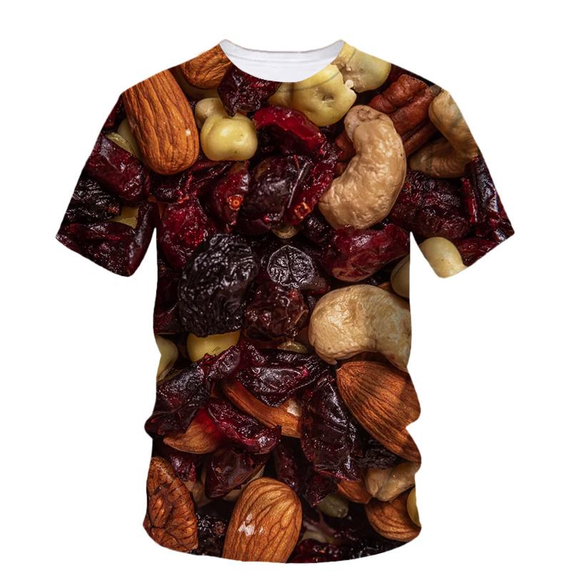 3d Printed Nuts Walnuts T Shirt For Men Summer Personality Food Dried Fruit Pattern