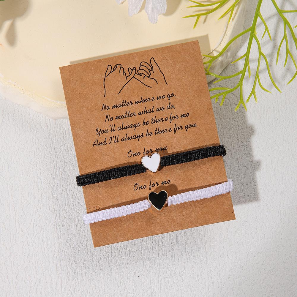 a pair of love girlfriend bracelets, couple friendship woven hand ropes, adjustable matching gift card jewelry batches