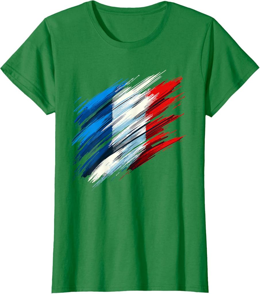 France French Flag Drapeau Français T-Shirt Short Sleeve Casual 100% Cotton Shift
