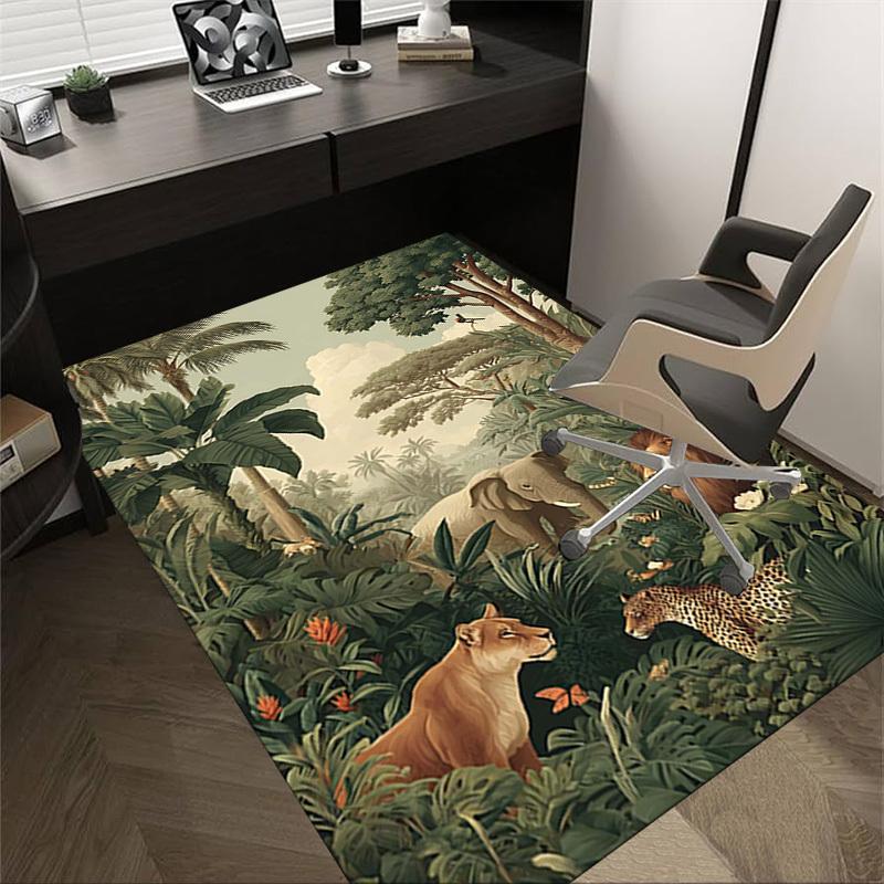 1PC jungle animals Non-Slip Floor Carpet Compatible for Office&Living Room&Bedroom&Dining room - Flat - Weave Machine-S0341