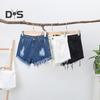 Women Denim Shorts Ripped Hole High Waist Button Zipper Closure Loose Fit A-line Plus Size Pockets Short Jeans Lady Dating Beach Shorts