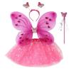 4Pcs/Set Fairy Princess Costume Butterfly Wings Puff Skirt Butterfly Wing Set Headband Fairy Wand Princess Party Costume