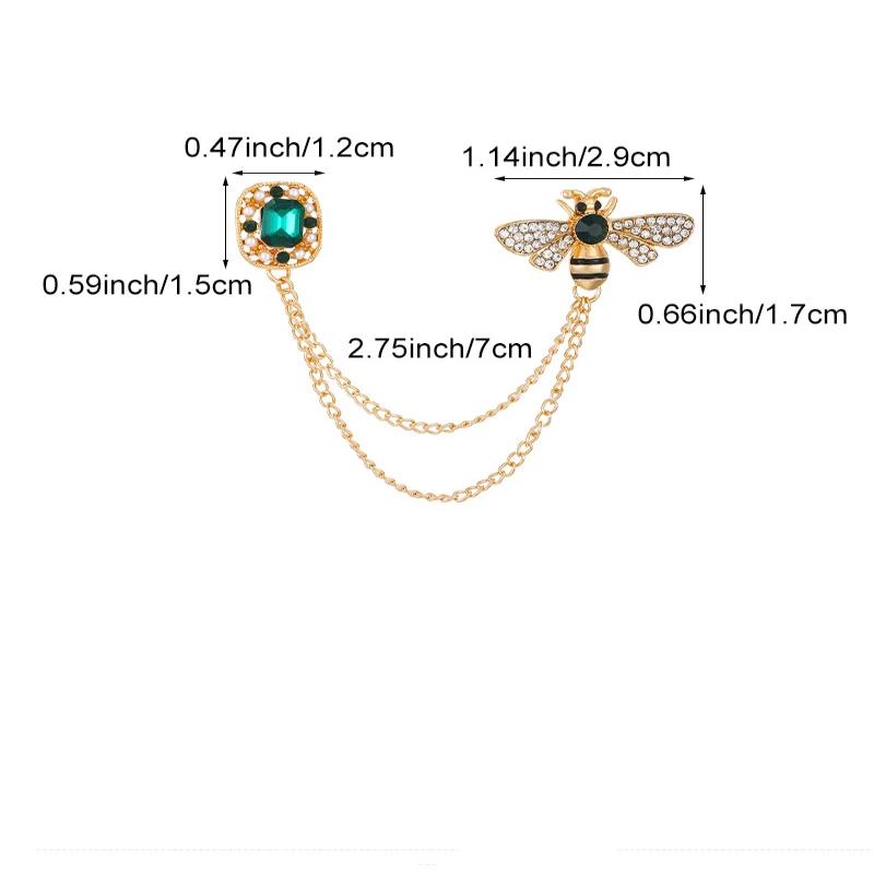 Fashion Bee Crystal Tassel Chain Women Brooch Vintage Lapel Pin Badge Men'S Shirt Collar Pins Luxulry Jewelry Accessories Gift